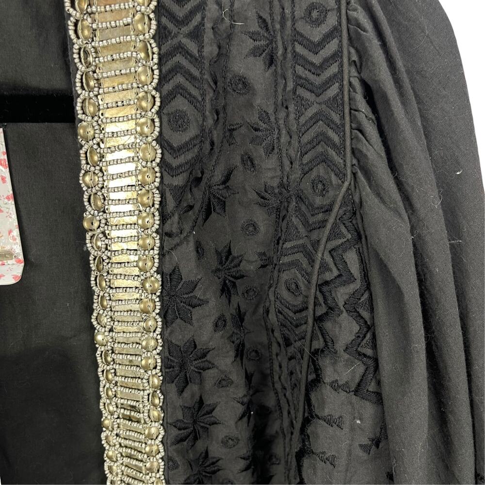 NWT FREE PEOPLE JASMINE Women's OPEN FRONT Jacket BEADED EMBROIDERED Black XL - Picture 4 of 8